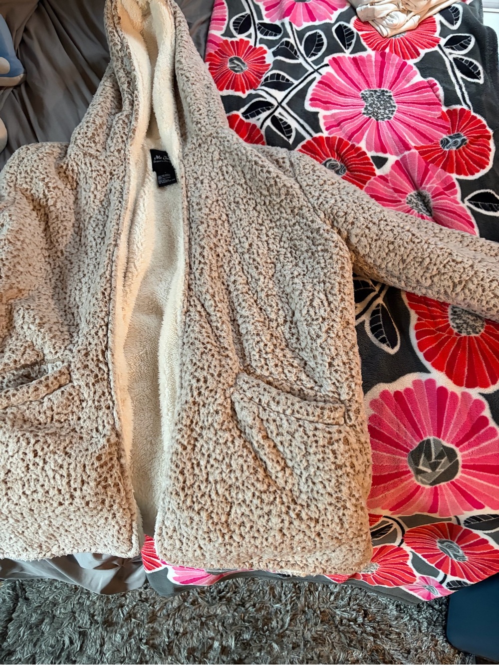 Me Jane Beige Sherpa Hooded Coat